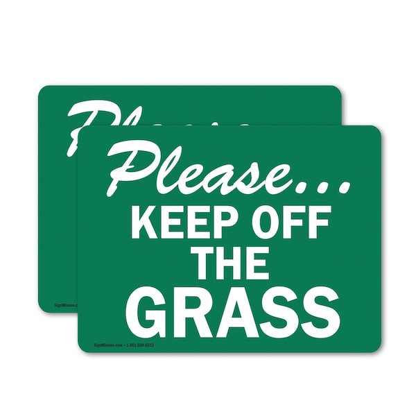 Signmission Please.Keep Off The Grass Trespassing Property OSHA Sign, Vinyl Decal, 14in W x 10in L, 2PK OS-2PACK-CL-D-1014-L-20002 - main